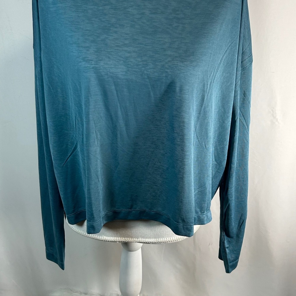 Athleta Long Sleeve Crew Neck Top Teal Blue XL Relaxed FitAthleta - Picture 3 of 7